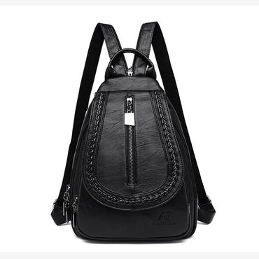 Zipper Women Leather Backpacks