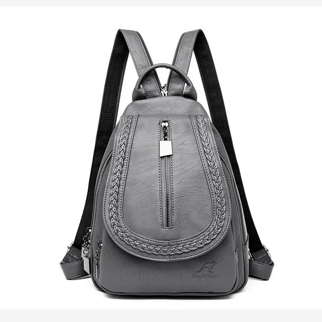 Zipper Women Leather Backpacks