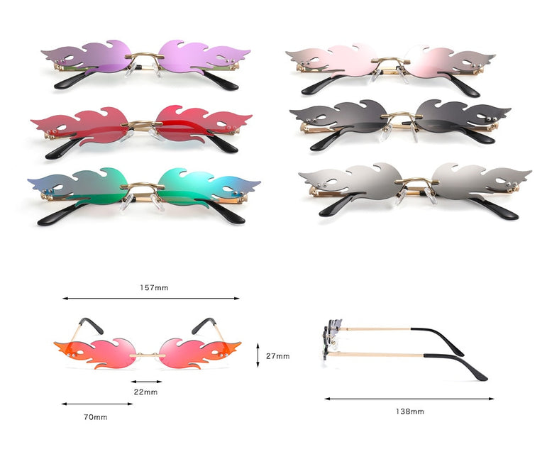 Fire Flame Sunglasses Women Men Rimless