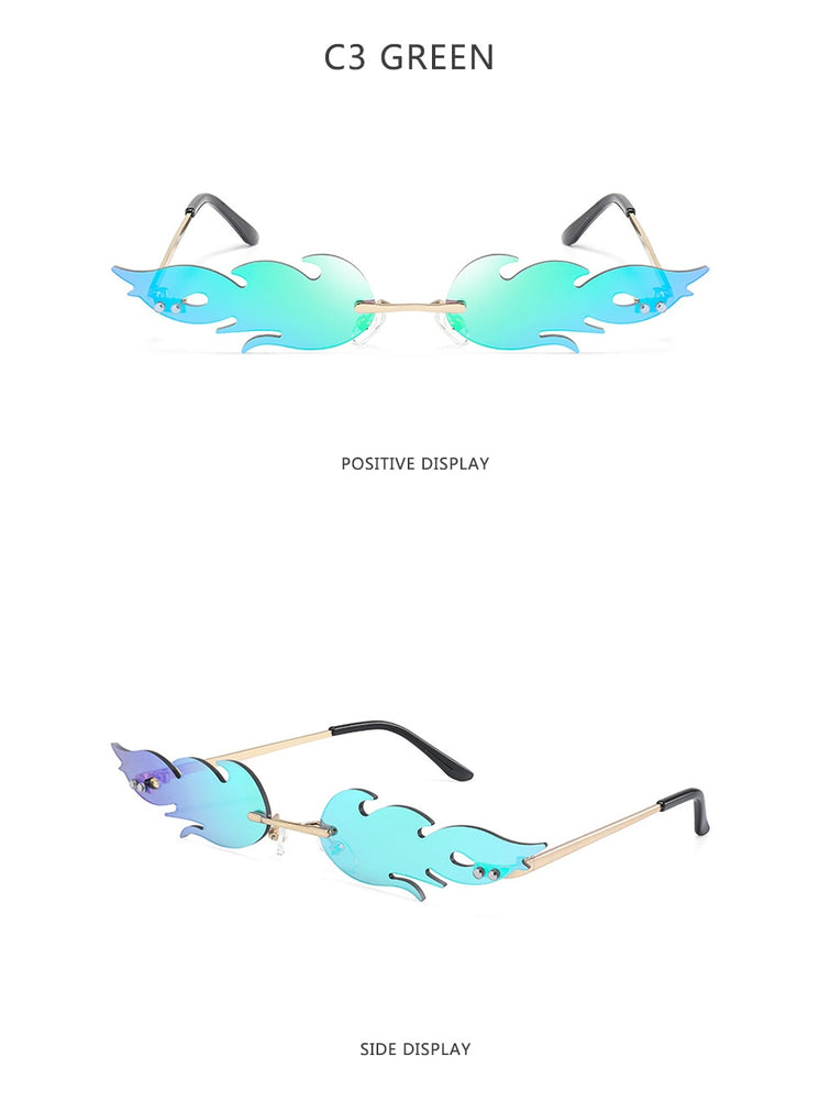 Fire Flame Sunglasses Women Men Rimless