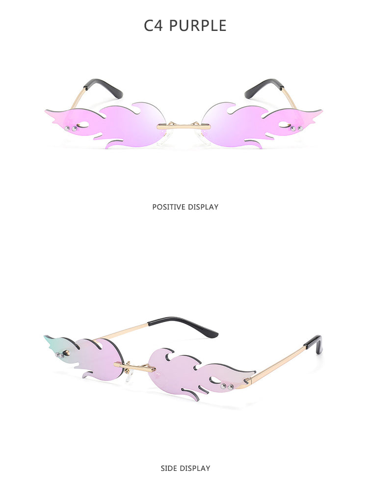 Fire Flame Sunglasses Women Men Rimless