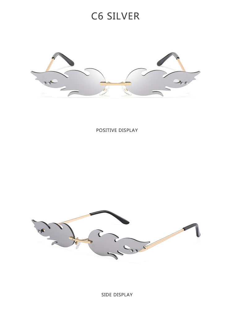 Fire Flame Sunglasses Women Men Rimless