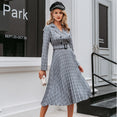 pleated belt plaid Vintage dress