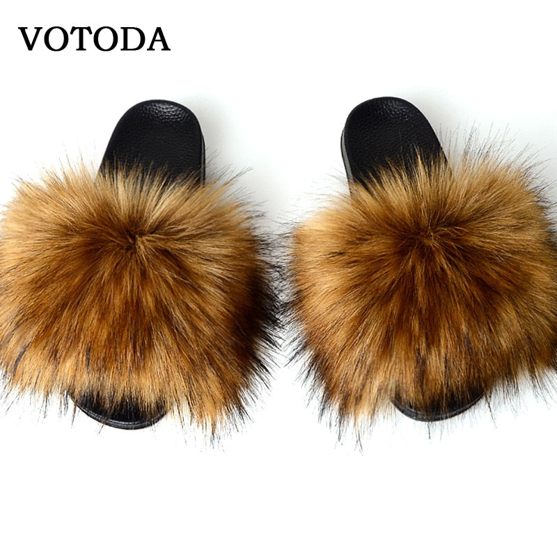 New Fluffy Faux Fur Slides