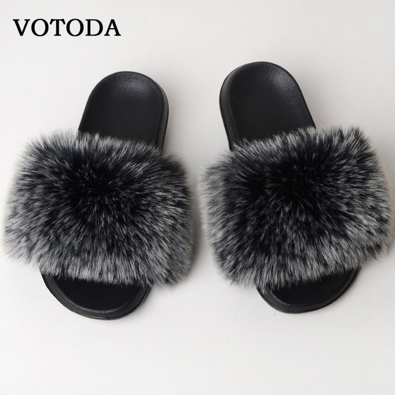 New Fluffy Faux Fur Slides