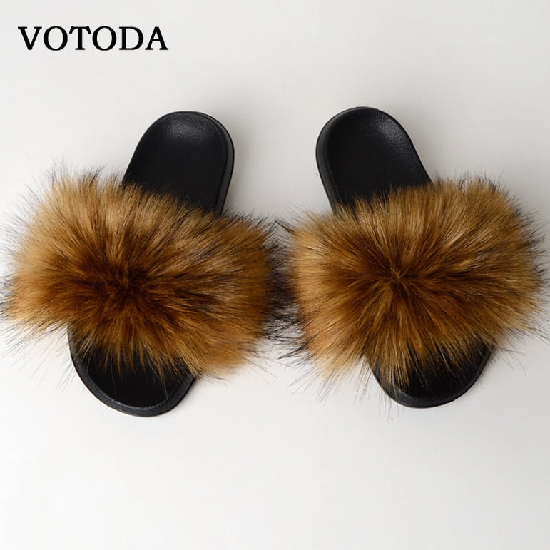 New Fluffy Faux Fur Slides