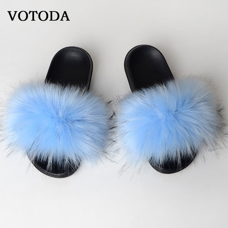 New Fluffy Faux Fur Slides