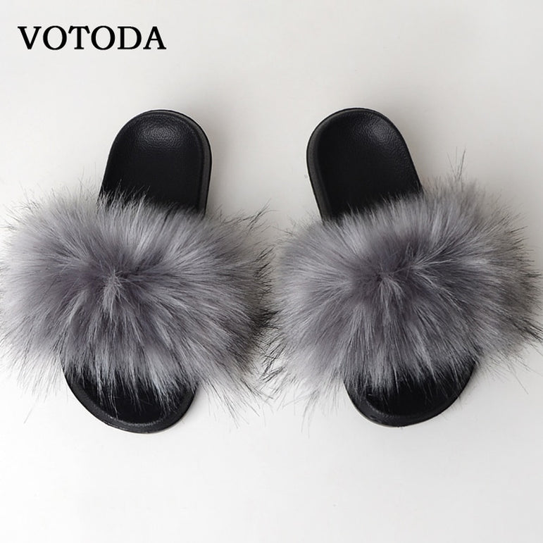 New Fluffy Faux Fur Slides