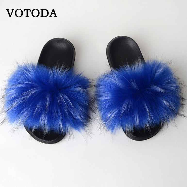 New Fluffy Faux Fur Slides