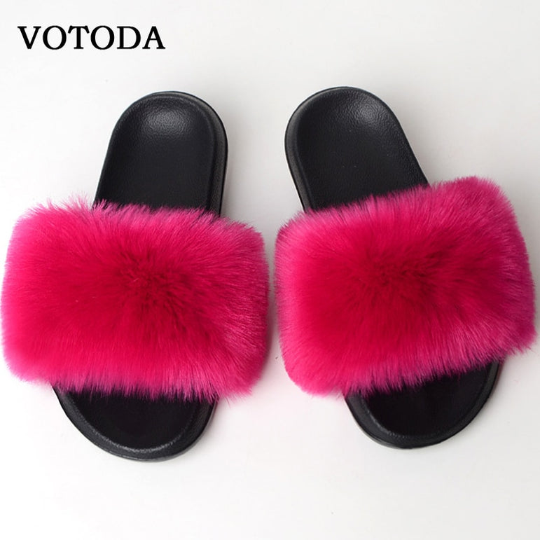 New Fluffy Faux Fur Slides