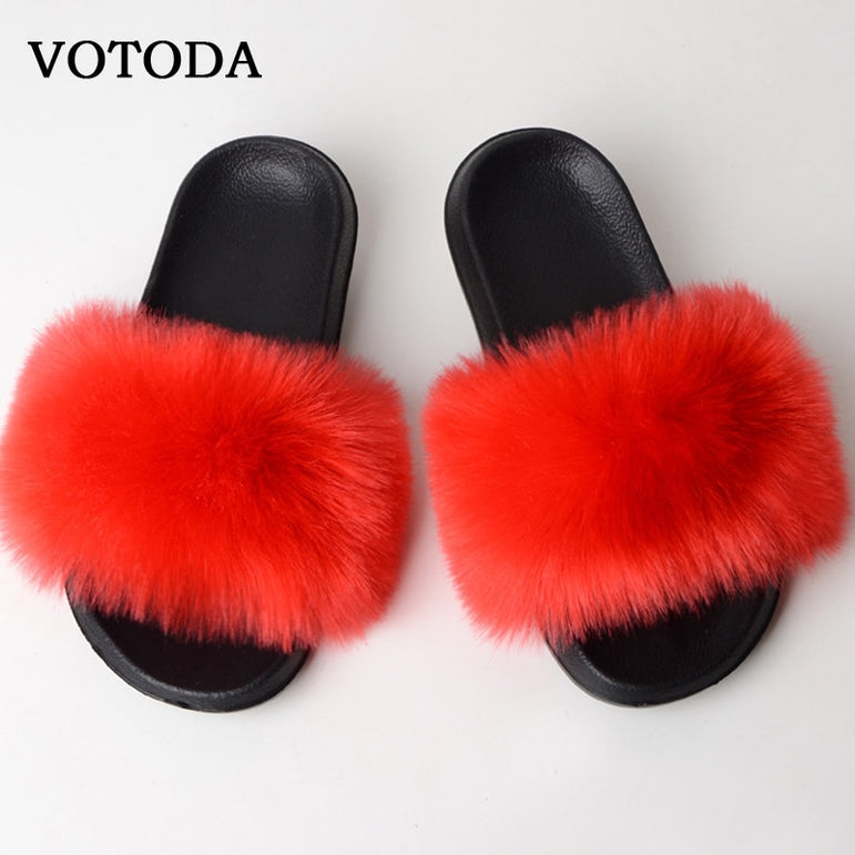 New Fluffy Faux Fur Slides