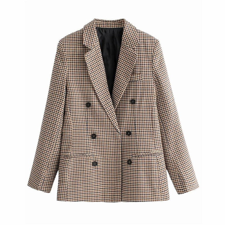 Fashion Autumn Women Plaid Blazers