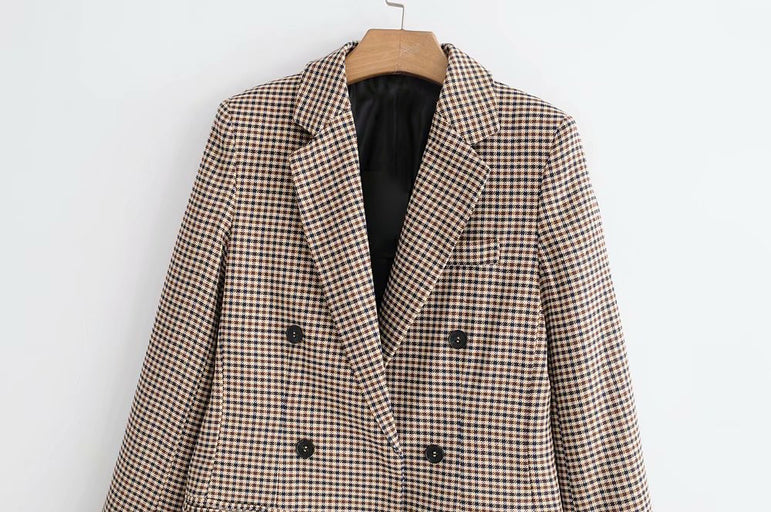 Fashion Autumn Women Plaid Blazers