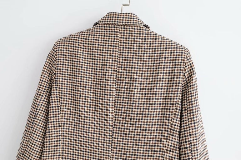 Fashion Autumn Women Plaid Blazers