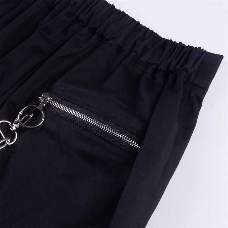 Zipper streetwear women casual pants