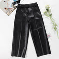 Leather Pants Women With Belt High Waisted