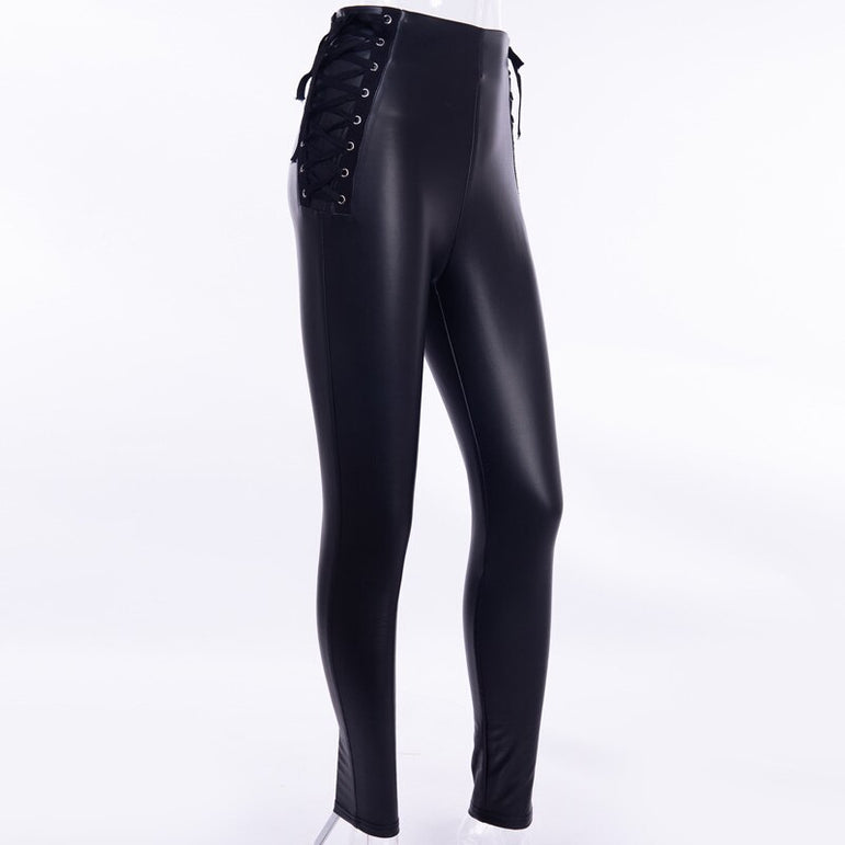 Lace Up Back Zip Pencil Pants