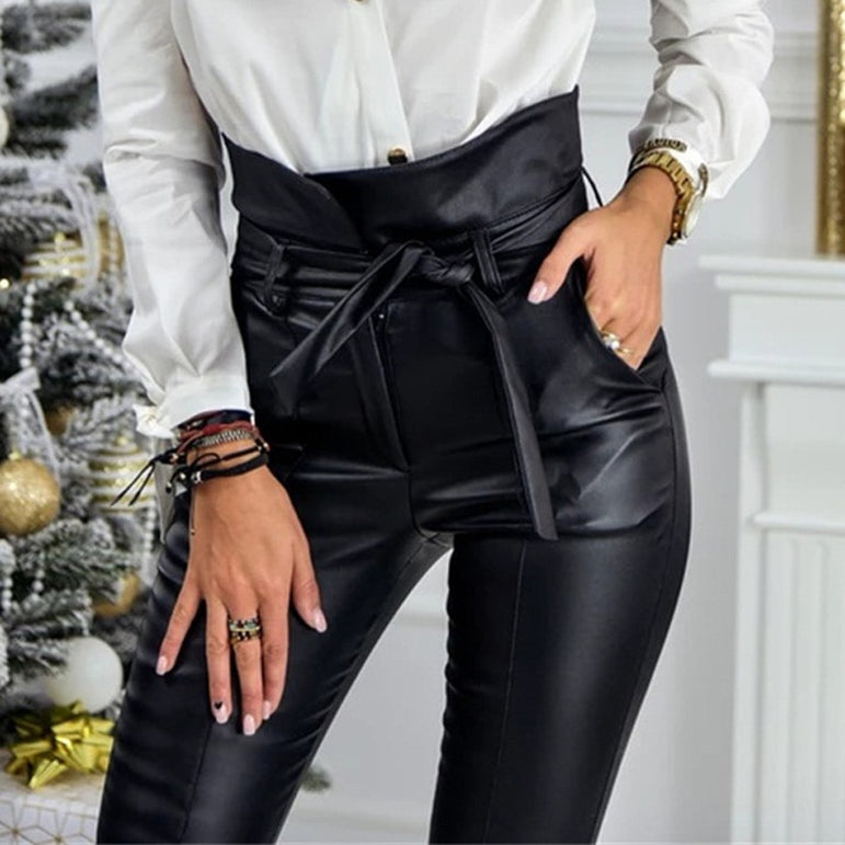 Black Belt High Waist Pencil Pant