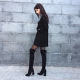 Flock Leather Women Over The Knee Boots