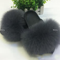 Thick Hair Summer Flat Slippers Fox Fur