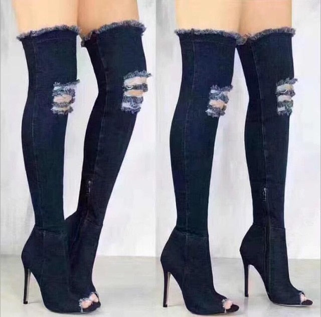 Winter Women High Heels jean boot