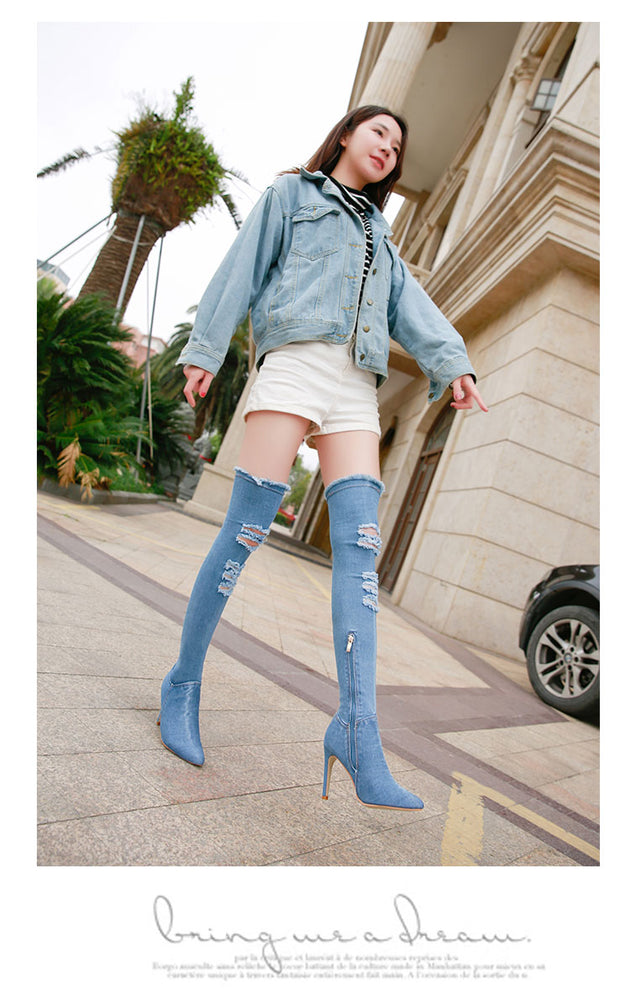 Winter Women High Heels jean boot