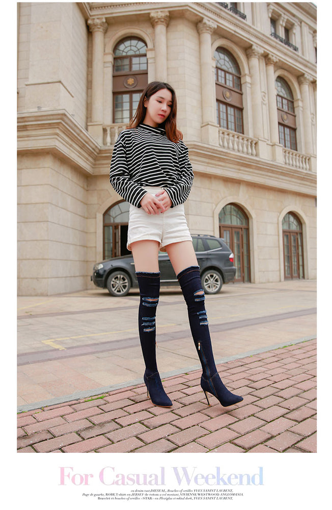 Winter Women High Heels jean boot