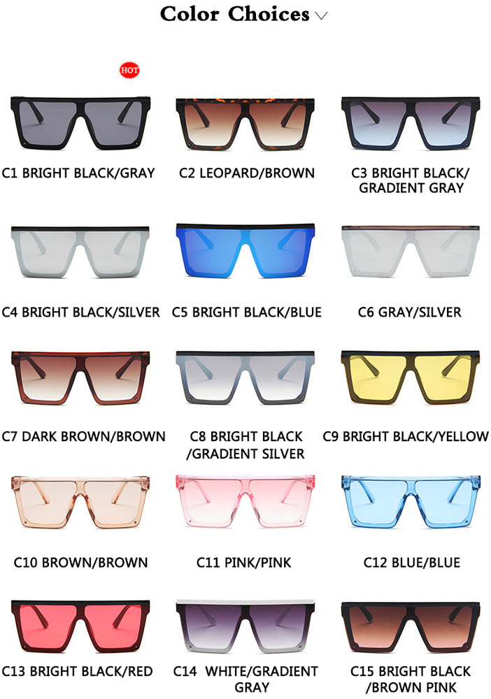 Flat Top Sunglasses Women Brand Designer Square Shades