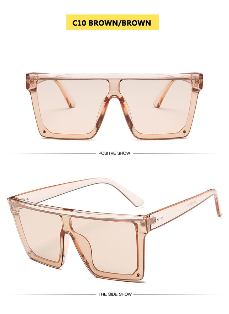 Flat Top Sunglasses Women Brand Designer Square Shades