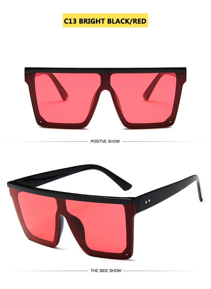 Flat Top Sunglasses Women Brand Designer Square Shades