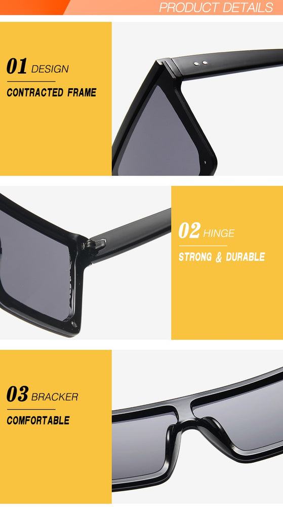 Flat Top Sunglasses Women Brand Designer Square Shades