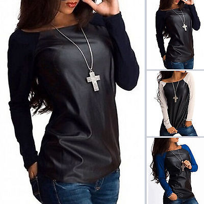 Leather Shirt Tops Ladies Casual