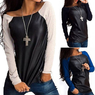 Leather Shirt Tops Ladies Casual