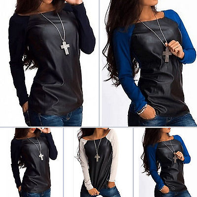 Leather Shirt Tops Ladies Casual