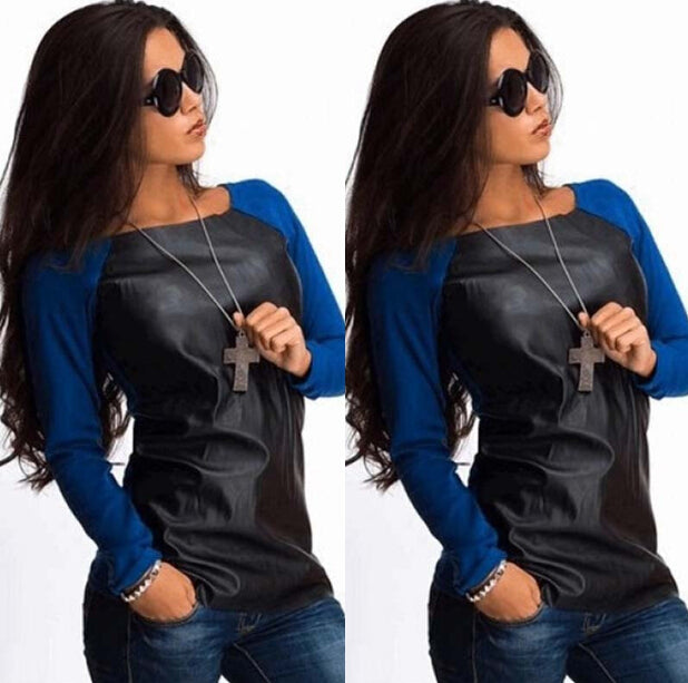 Leather Shirt Tops Ladies Casual