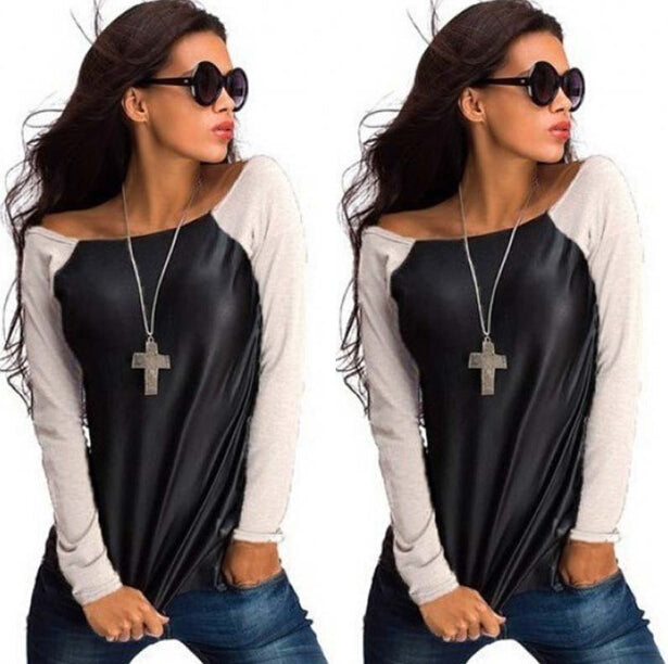 Leather Shirt Tops Ladies Casual