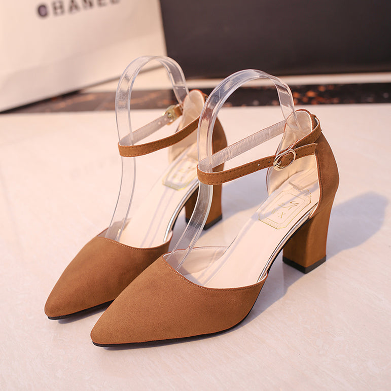 Flock pointed sandals sexy high heels