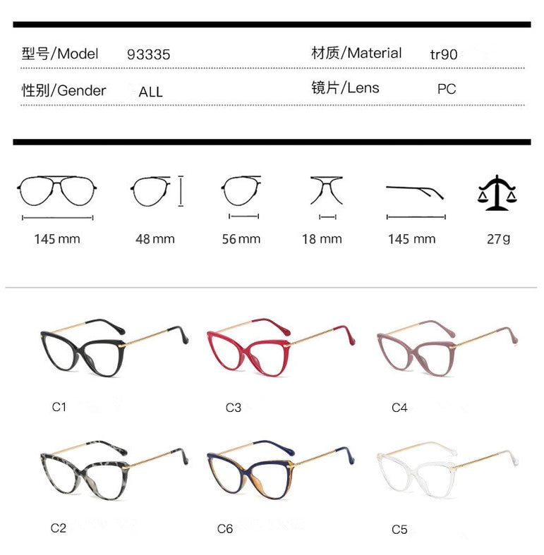 Transparent  Women Cat Eye Eyeglasses