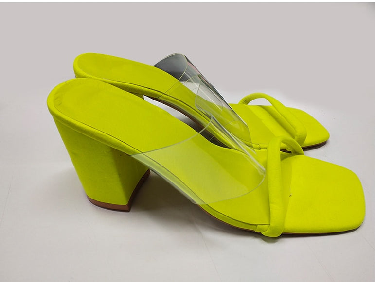 Transparent High Heel Slippers Candy Color