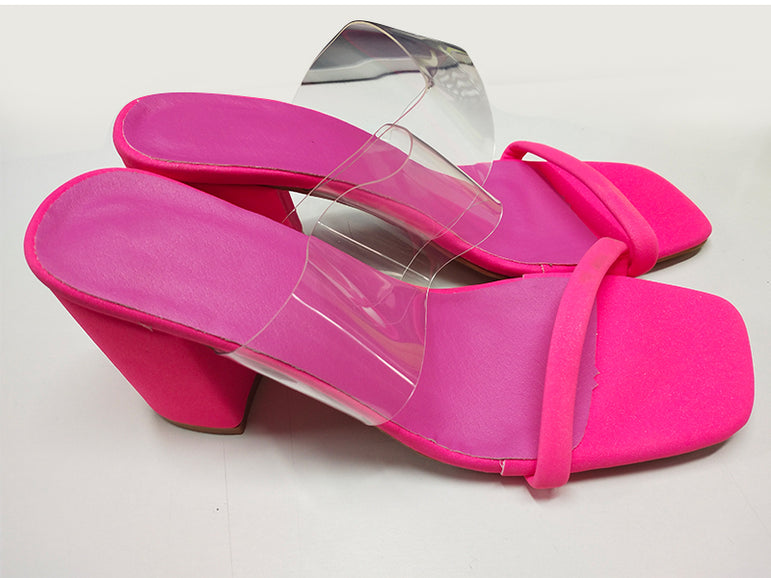 Transparent High Heel Slippers Candy Color