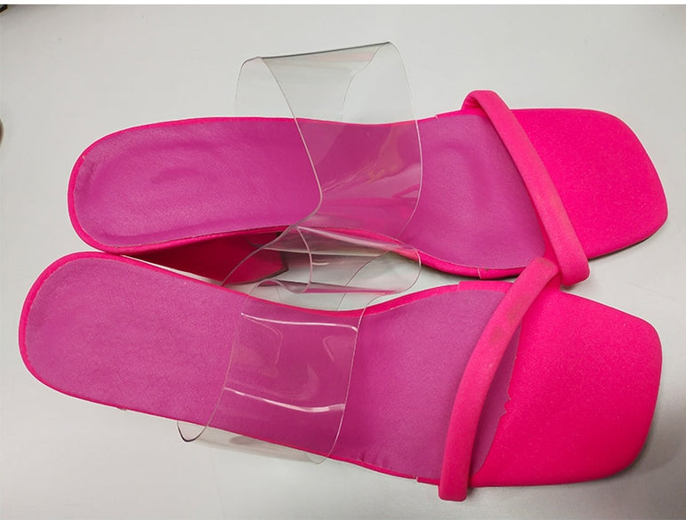 Transparent High Heel Slippers Candy Color