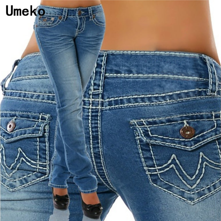 Plus Size Jeans Woman Skinny Pockets