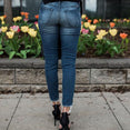 Denim Skinny Pants Ripped Pleated Stretch Jeans