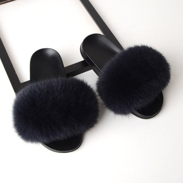 Fur Slippers Women Real Fox 2020