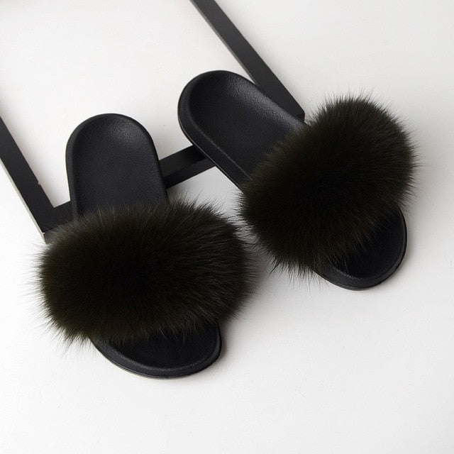 Fur Slippers Women Real Fox 2020