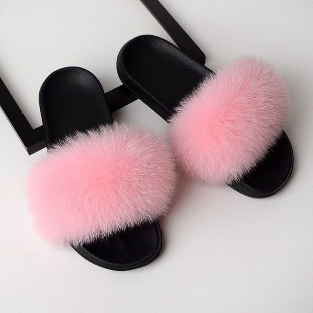 Fur Slippers Women Real Fox 2020