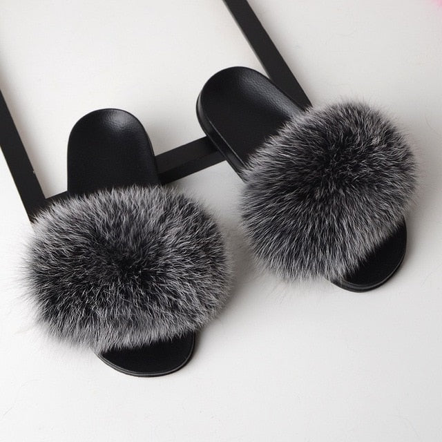 Fur Slippers Women Real Fox 2020