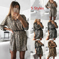 Leopard Snake Print Striped Long Sleeve Dress