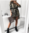 Leopard Snake Print Striped Long Sleeve Dress