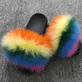 Hot Fur Slippers Women Fox Fluffy